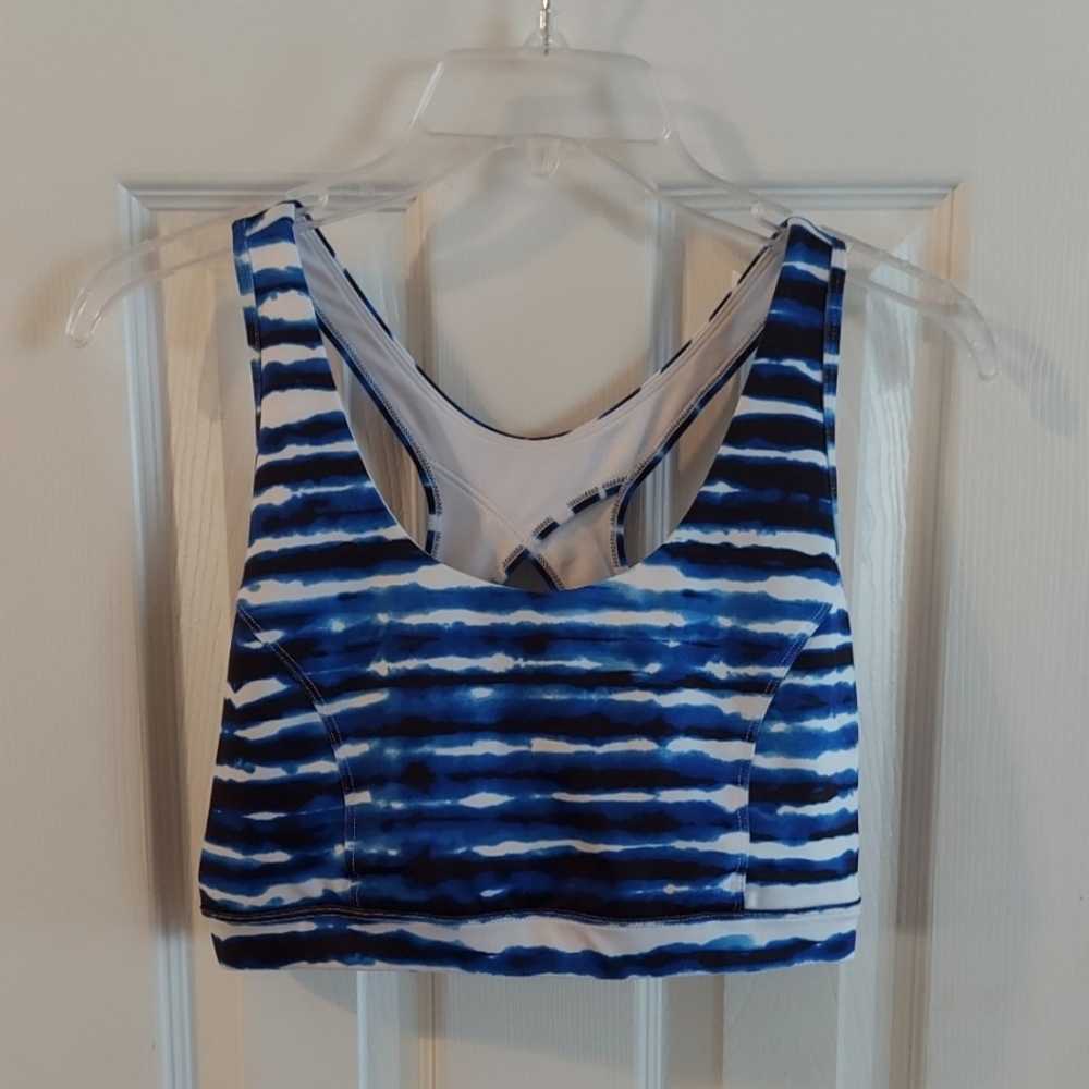 NWOT TEK GEAR HIGH IMPACT SPORTS BRA XL - OCEAN WAVES BLUE NWOT - NEW! $48